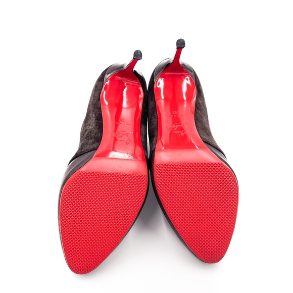 Christian Louboutin Gaetanina 85 Dark Brown Leather Suede Heeled Zip Boots EU 37 - Picture 10 of 11